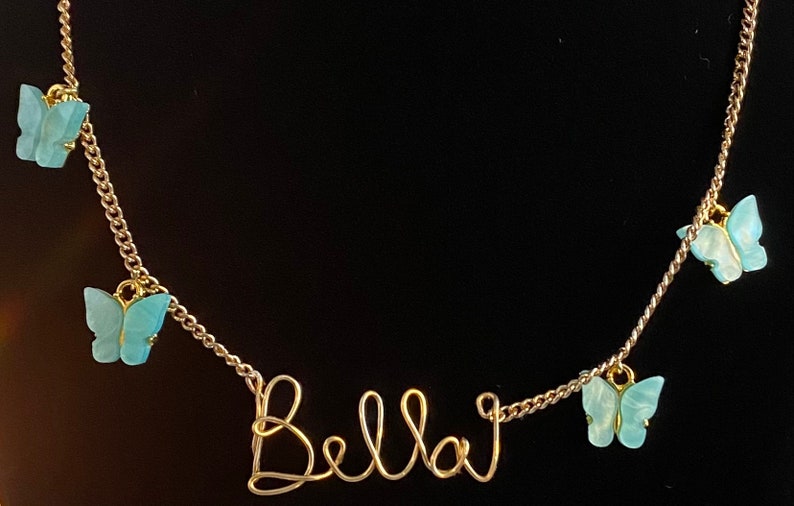 Personalized Name Necklace with Butterfly Charms