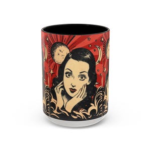 Retro Glamour Coffee Mug, Vintage Style Mug, Astrology Mug, Unique Gift for Her, Cosmic-Themed Drinkware, Coffee Lover Gift