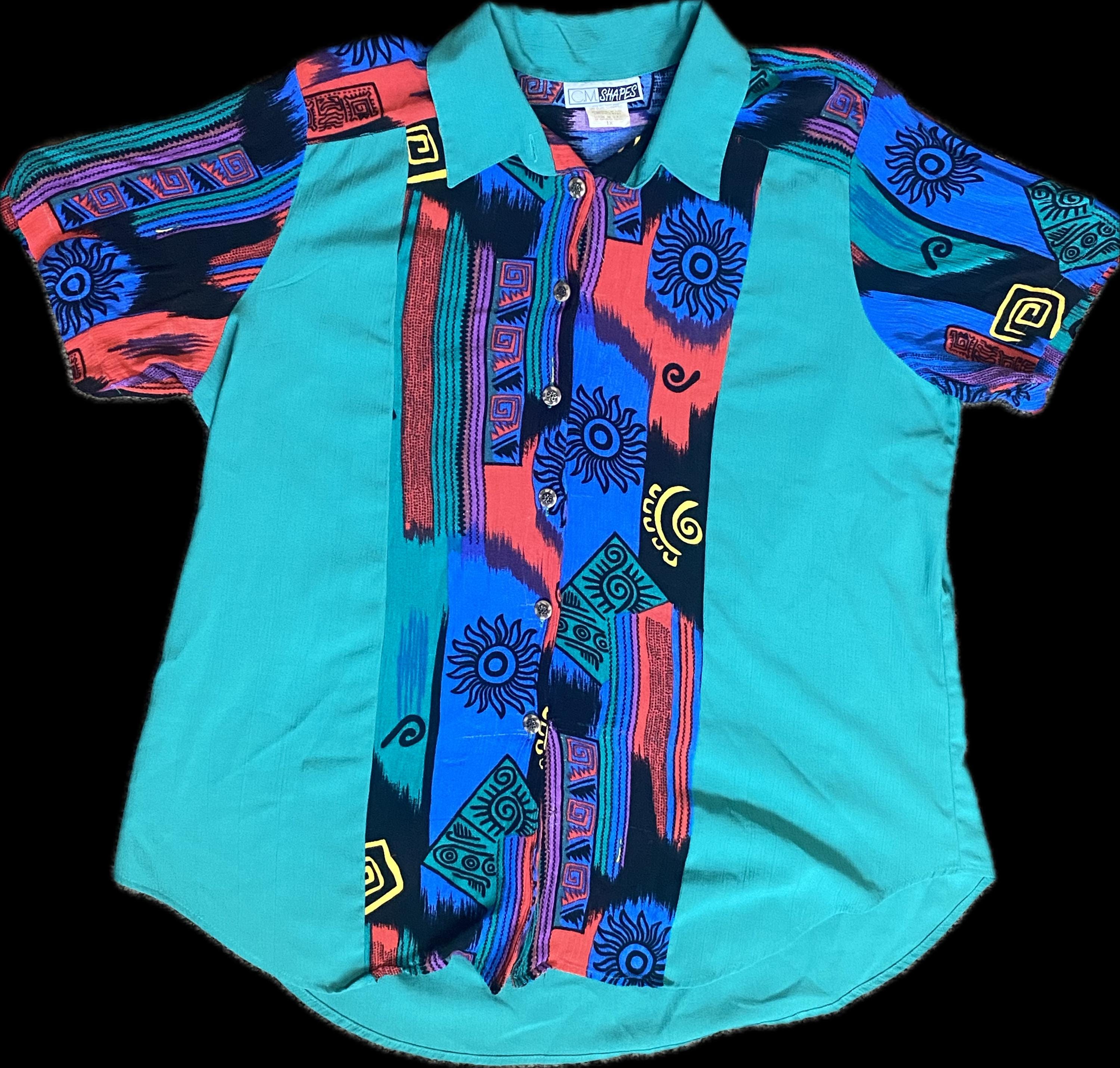Vintage 80s/90s silky button up size XL 24”x29” unisex free shipping