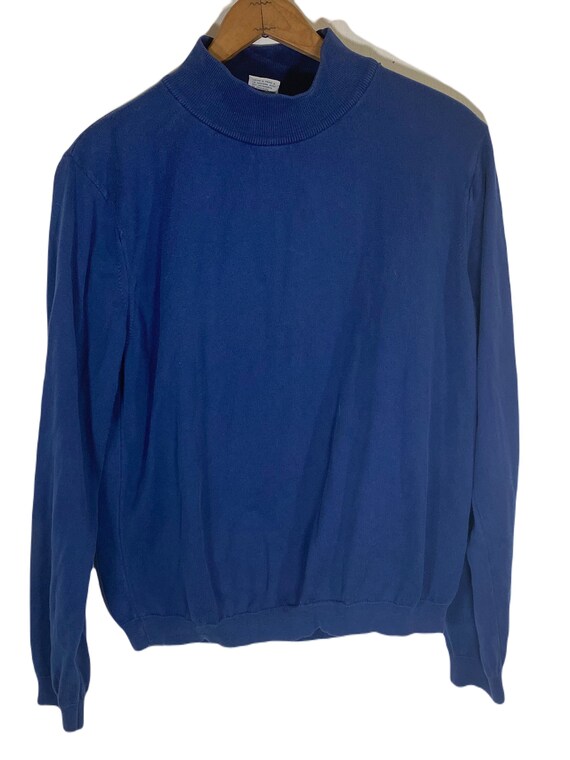 Vintage mock sweater navy blue women’s small Talb… - image 1