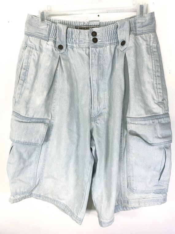 Vintage Bugle Boy Shorts Mens 34 Elastic Waist Light Blue Cargo Etsy UK