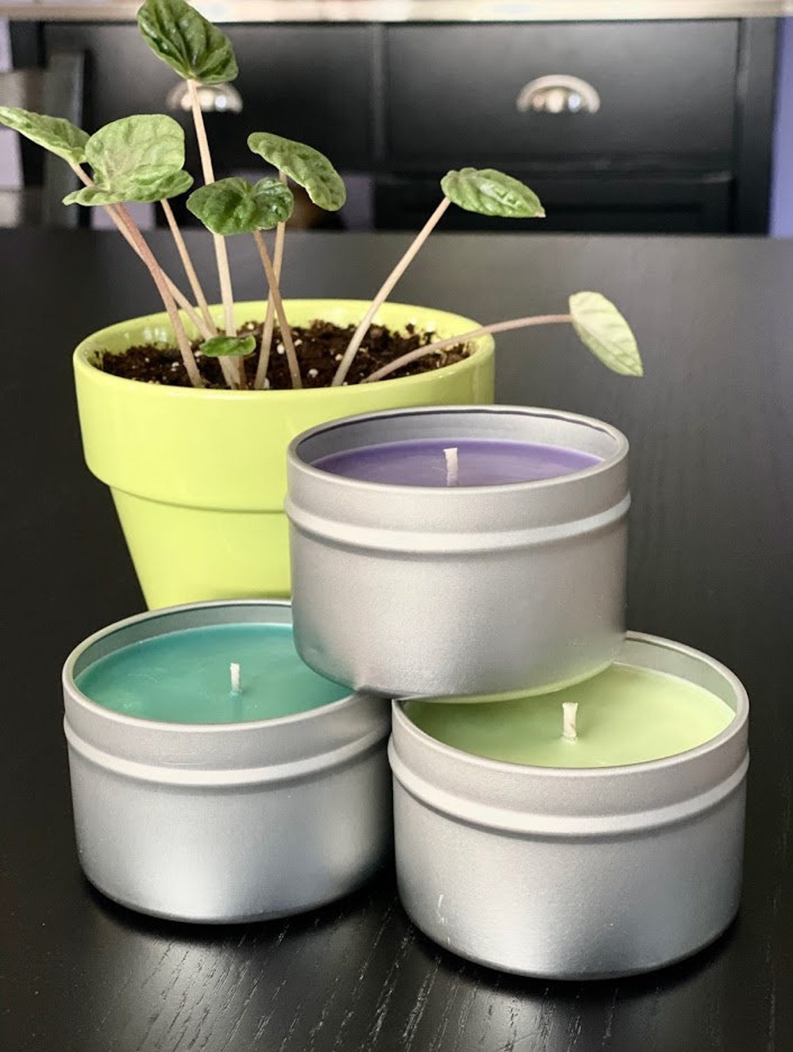 Custom Poured 4 Oz Tin Container Soy Candle Handmade Custom Etsy