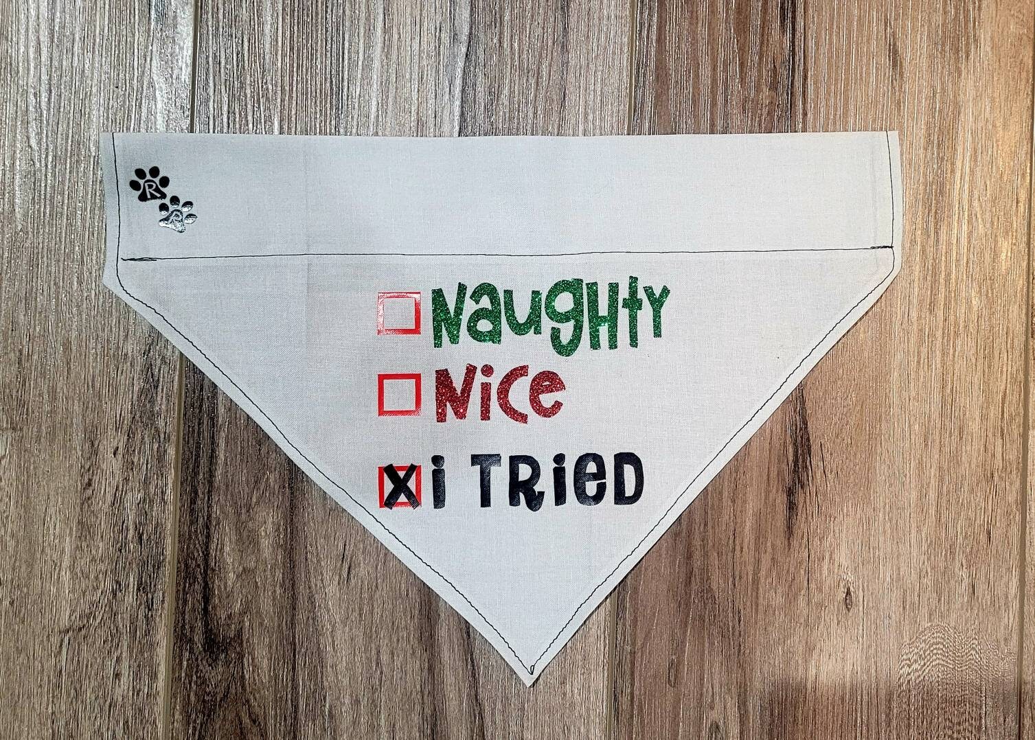 Christmas Dog Bandana/ Funny Dog Bandana/ Naughty or Nice/ Etsy