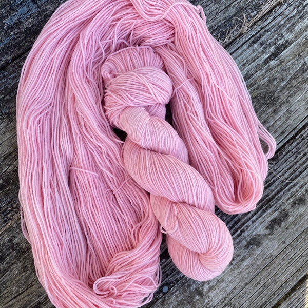 Petal Pink Fingering/Sock superwash Merino/RECYCLED Nylon hand dyed yarn. Indie-dyed wool. Sock yarn.