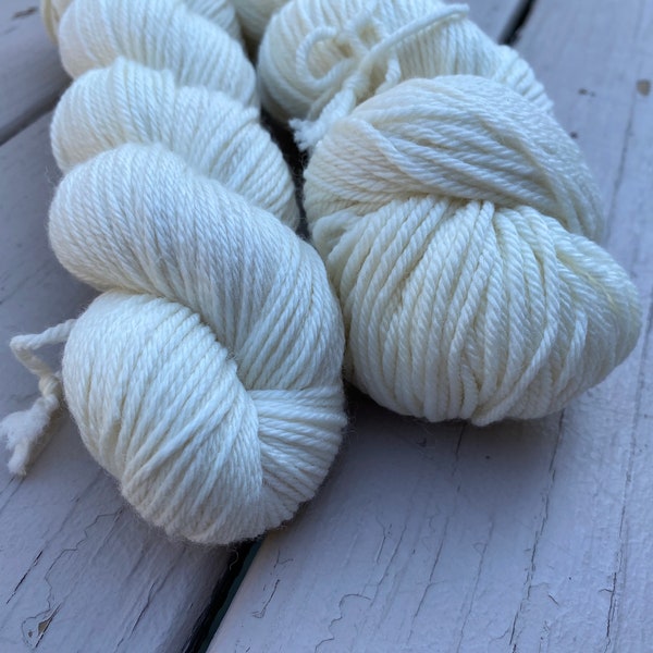 Creamy Natural White Worsted superwash Merino wool hand-dyed yarn. 4-ply. Indie-dyed.