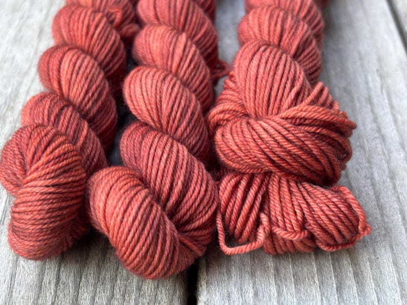 Rust Hand Dyed Sock Yarn Mini Skein, SW Merino Recycled Nylon, 20gr - Etsy