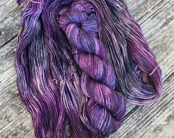 Night Sky Worsted superwash Merino hand dyed yarn. 4-ply fine merino wool.