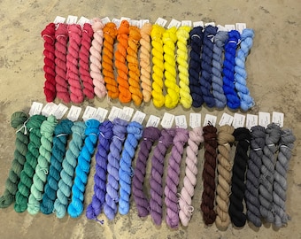 You Choose! 20 gram fingering/sock mini skeins for making Gnomes or other garments! Superwash merino/nylon hand dyed yarn minis.