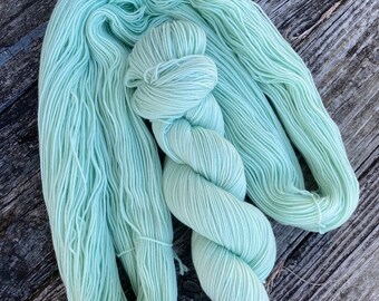 Mint Fingering/Sock superwash 75/25 Merino/RECYCLED Nylon hand dyed yarn. Indie-dyed wool. Sock yarn.