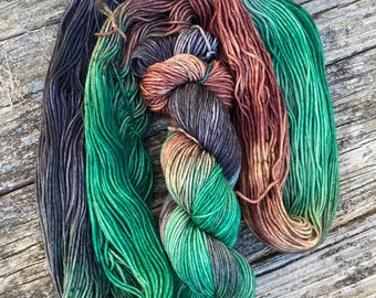 Advice from a Tree DK superwash Merino Wool, 4-ply, hand dyed yarn. Double Knitting yarn.
