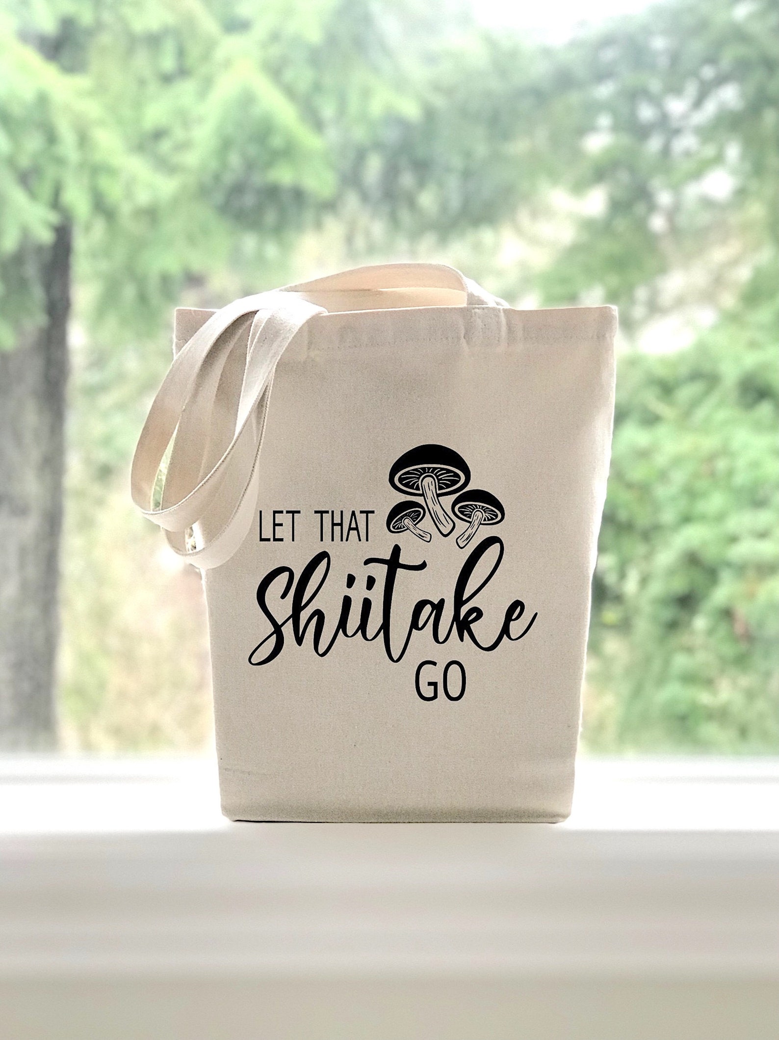 Let That Shiitake Go Tote Bag Cotton Canvas Long Shoulder Etsy