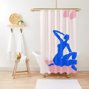 Shower Curtain Boho Modern Abstract Matisse Style Curtain Moon Nature Eco-Friendly Waterproof Abstract Decor With Hooks Included