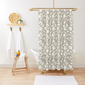 Floral Gray, White Shower Curtain -  Canada