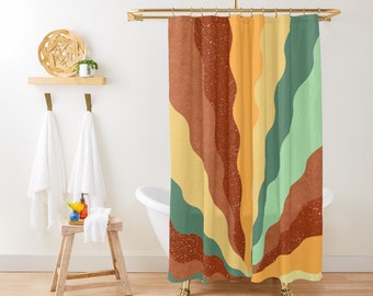 Boho Shower Curtain, Trendy Decor, Boho Colorful Decor, Abstract Shower Curtain, Eco-Friendly Material, Abstract Decor, With Hooks Included