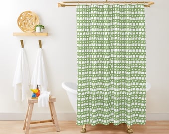 Minimalist Shower Curtain Abstract Eco-Friendly Waterproof Extra Durable Green Curtain Minimalist Decor Hooks Included