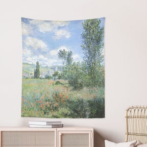 Claude Monet Tapestry Wall Hanging | Monet Decor Artwork | Artistic Home Decor Gift View of Vétheuil (1880)