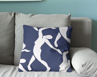 Blue and White Matisse Art Pillow Cover, Satin Cushion
