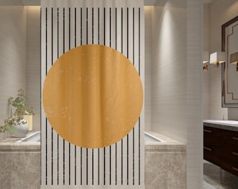 Abstract Sun Shower Curtain, Boho Mid-Century Decor