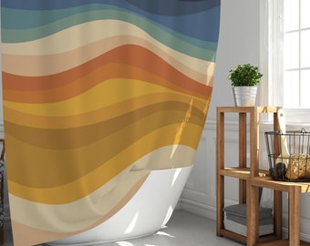 Colorful Abstract Boho Shower Curtain, Eco-Polyester with Hooks