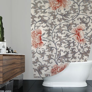 William Morris Shower Curtain, Floral Shower Curtain, Art Nouveau Bath Decor, Waterproof, With Hooks, 100% Recycled Polyester