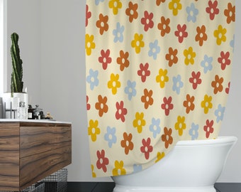 Floral Boho Shower Curtain, Colorful Eco-Polyester, Hooks Included