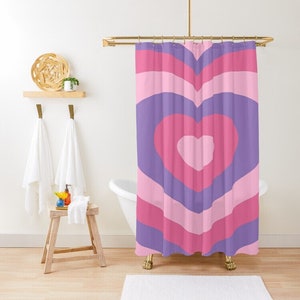 Heart Shapes Shower Curtain, Pink Curtain, Pink Decor, Abstract Shower Curtain, Eco-Friendly Material, Abstract Decor, With Hooks Included