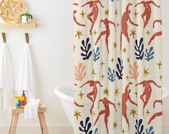 Matisse Style Shower Curtain: Abstract Figures, Eco-Friendly Decor