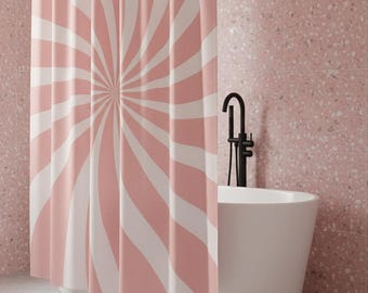 Koralle Spiral-Duschvorhang - Umweltfreundlicher Stoff Rosa Muster Wasserdichtes Badezimmer-Dekor, moderne Boho