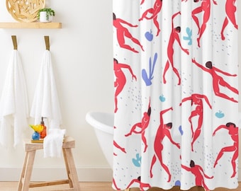 Shower Curtain Matisse  Boho Mid-Century Body Patterns Trendy Shower Curtain Eco-Friendly Waterproof Abstract Decor With Hooks Included