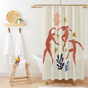 Shower Curtain Boho Modern Abstract Matisse Style Curtain Moon Nature Eco-Friendly Waterproof Abstract Decor With Hooks Included