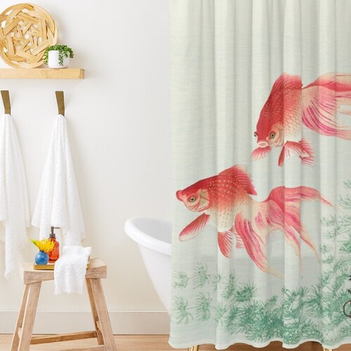 Koi Fish Shower Curtain Fish Shower Japanese Art Fish Etsy