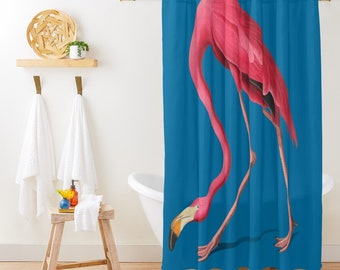 Tropischer Flamingo Duschvorhang – Rosa & Grün, Wasserdicht, 183 X 198 Cm, Mit 12 Haken, Polyester