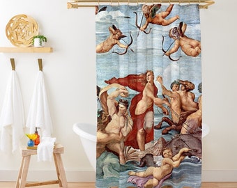 Art Shower Curtain, The Triumph of Galatea, Raphael, High Renaissance, Art Bath Decor, Eco-Friendly Curtain, Waterproof, With Hooks Included