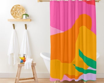 Colorful Shower Curtain, Tropical Curtain, Boho Decor, Abstract Shower Curtain, Eco-Friendly Material, Abstract Decor, With Hooks Included