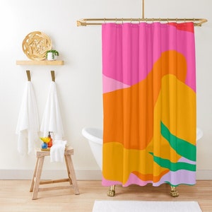 Colorful Shower Curtain, Tropical Curtain, Boho Decor, Abstract Shower Curtain, Eco-Friendly Material, Abstract Decor, With Hooks Included