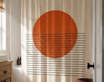 Boho Sun Shower Curtain: Mid-Century Modern Abstract Decor