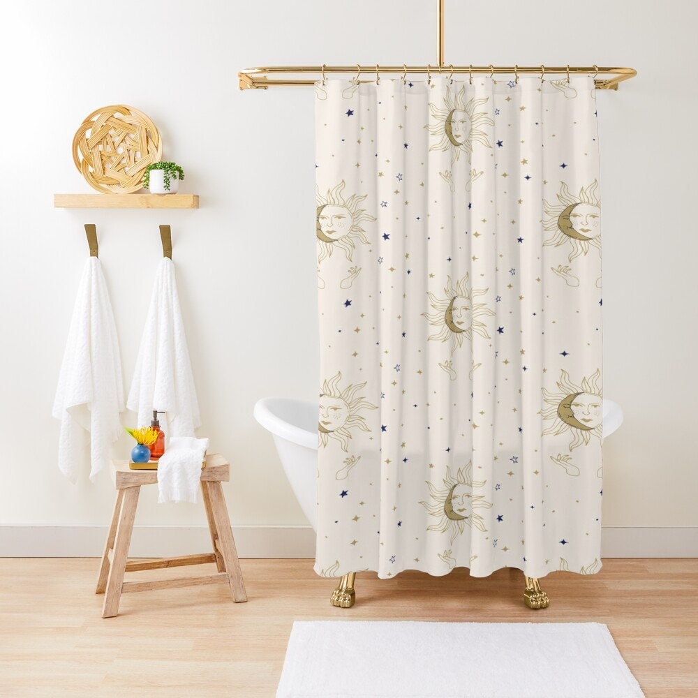 Sun and Moon Shower Curtain Spiritual Curtain Tarot Curtain Eco friendly Polyester Waterproof Extra durable Etsy