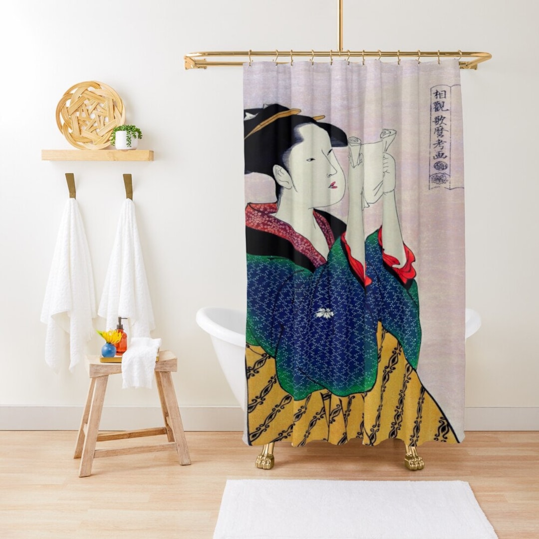 Japanese Shower Curtain Japanese Decor Vintage Asian Decor Shower