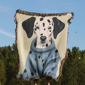 Dalmatian Dog Woven Blanket – Cozy Cotton Throw with Adorable Dog Design for Pet Lovers, Perfect for Home Decor"
