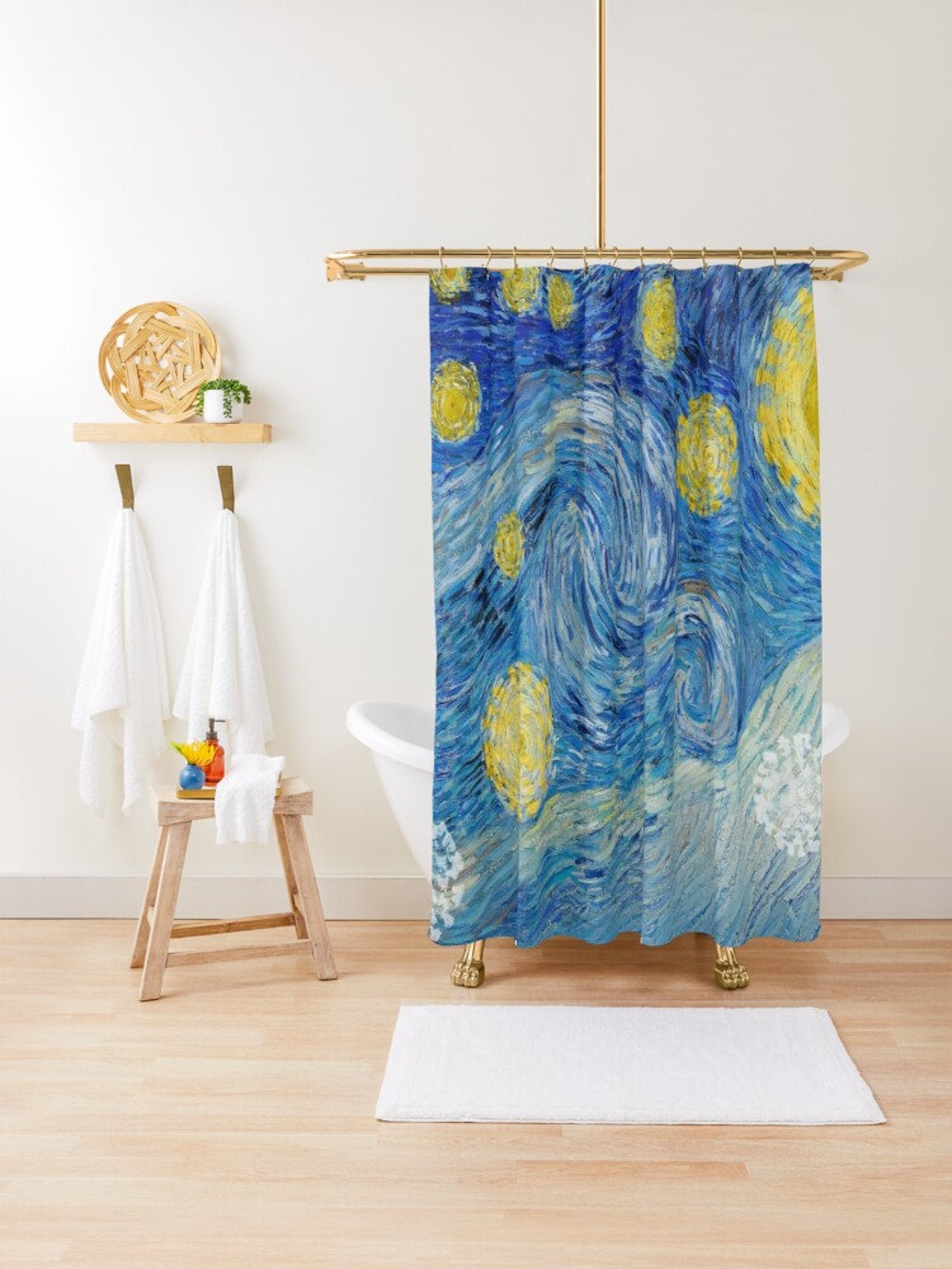 Art Shower Curtain. Van Gogh Starry Night Blue Shower - Etsy