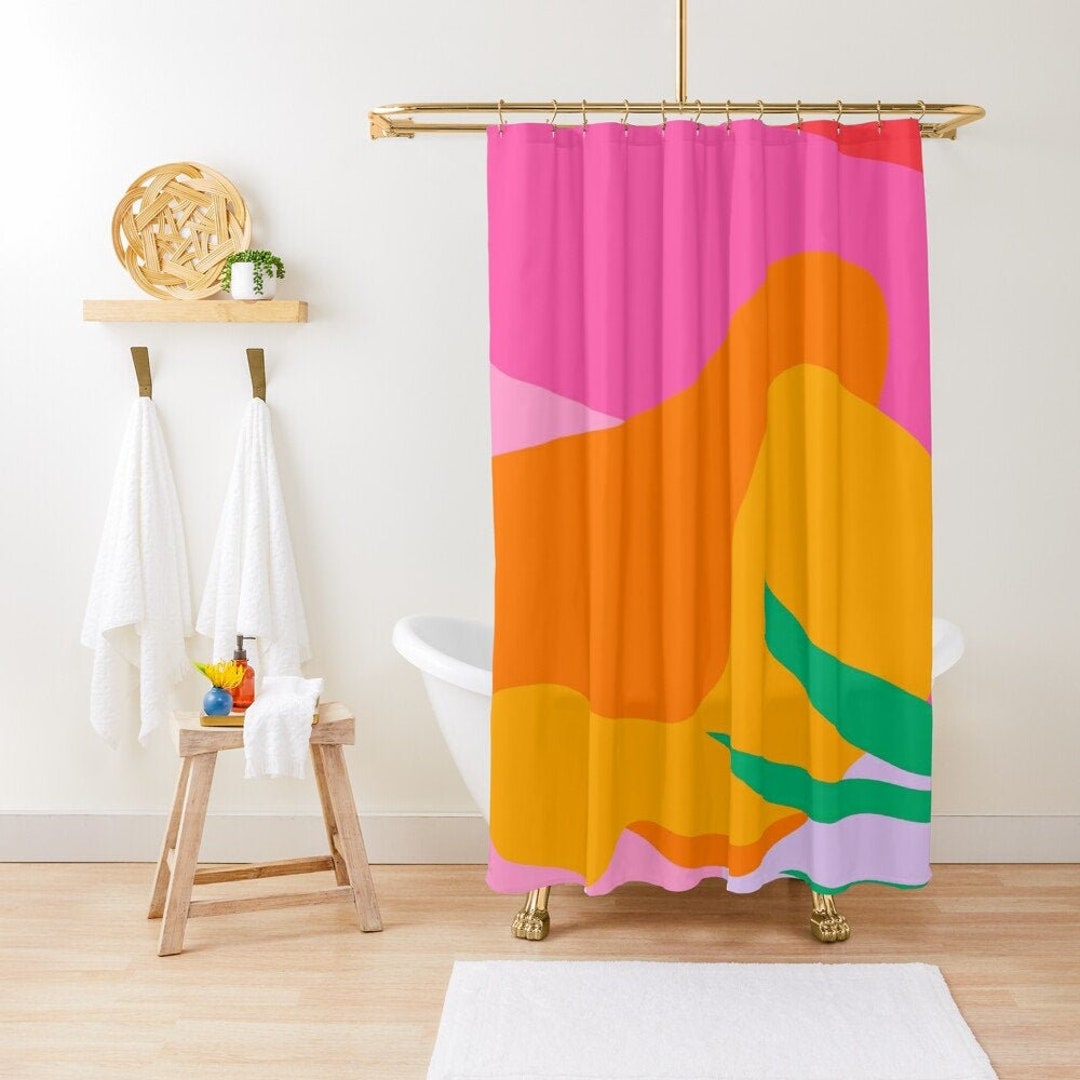 Colorful Shower Curtain, Tropical Curtain, Boho Decor, Abstract Shower