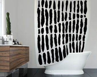 Black and White Lines Shower Curtain, Minimalist Decor, Eco-Friendly