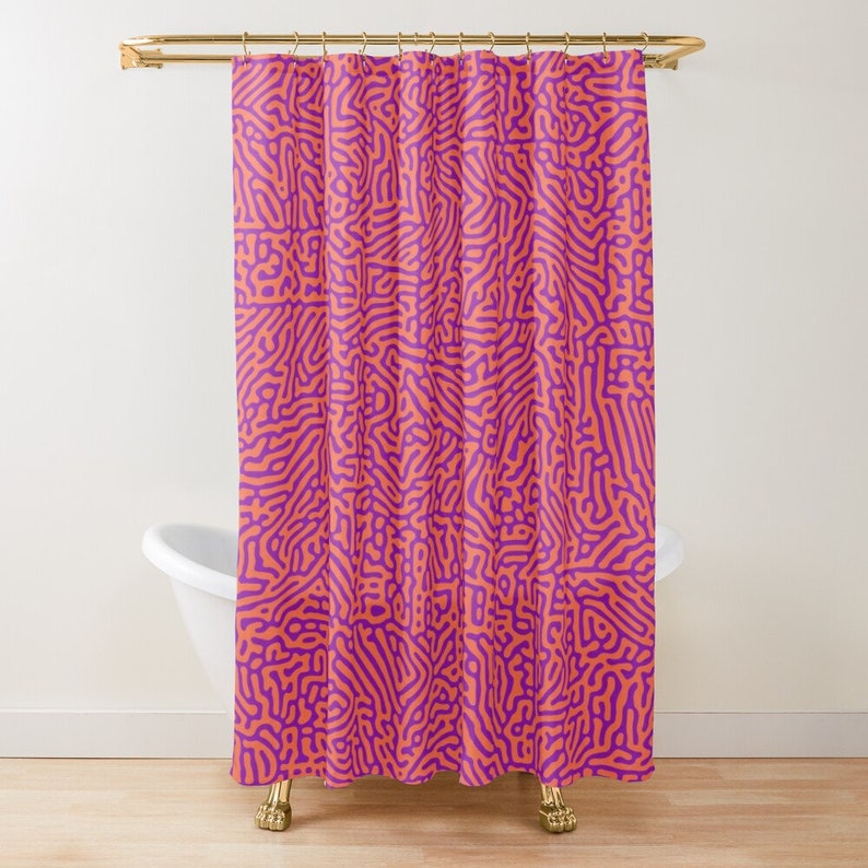 Purple Orange Shower Curtain Colorful Curtain Psychedelic Etsy