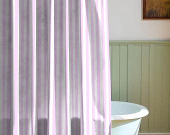 Pink Striped Shower Curtain – Modern Bathroom Decor, Eco Friendly