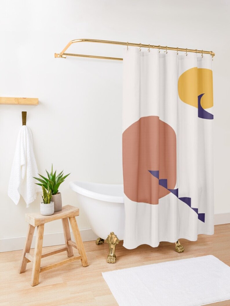 Boho Shower Curtain Minimalist Shower Curtain Boho Decor Etsy