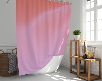Pink Gradient Shower Curtain, Abstract Art Decor, Eco-Friendly