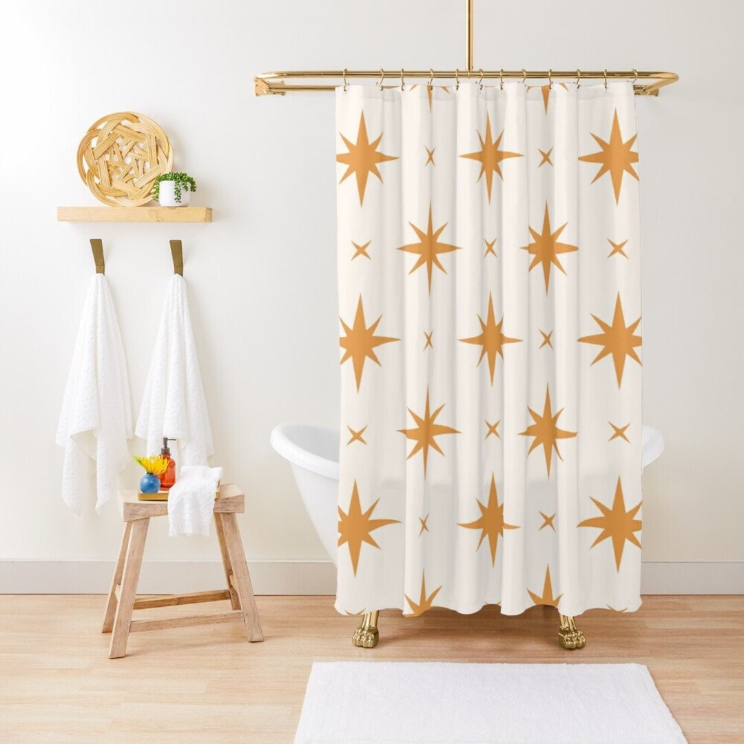 Mid Century Modern Shower Curtain, Geometric Bath Decor, Home Decor ...