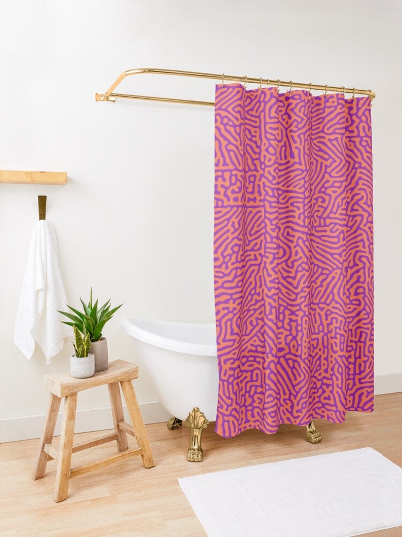 Purple Orange Shower Curtain Colorful Curtain Psychedelic Etsy