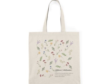 Tas van wilde bloemen draagtas | Alle natuurlijke canvas draagtas