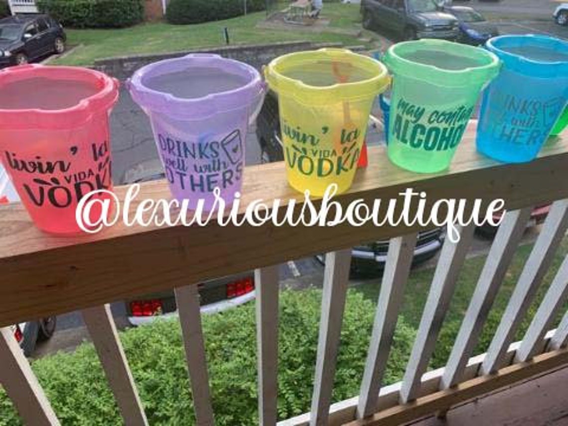Personalized Cocktail Sand Buckets Beach Pail Drink Bucket Etsy